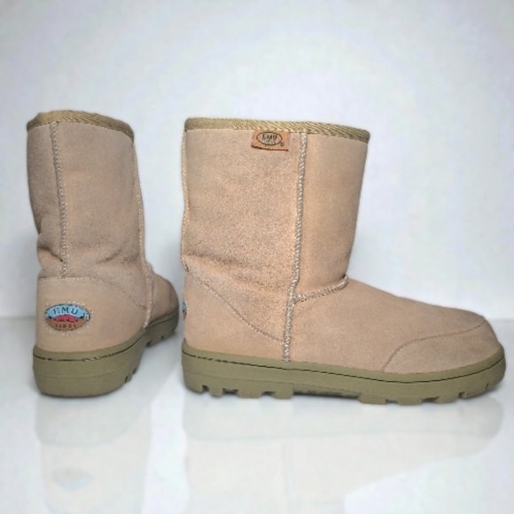 EMU Ridge Australia Sheepskin Mid-Calf Boots Beige Suede Women's Size 11 - Picture 7 of 7